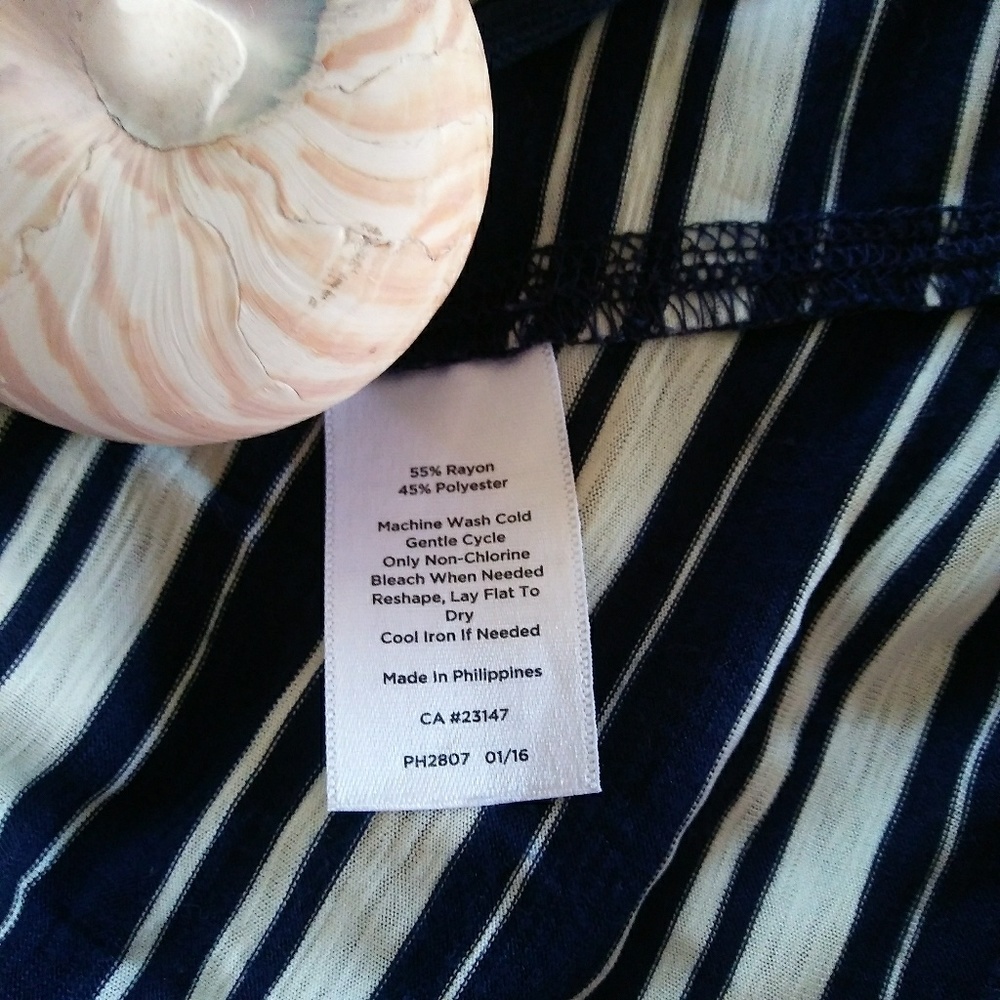 Talbot's Navy Blue Striped Drawstring Top - Picture 7 of 7
